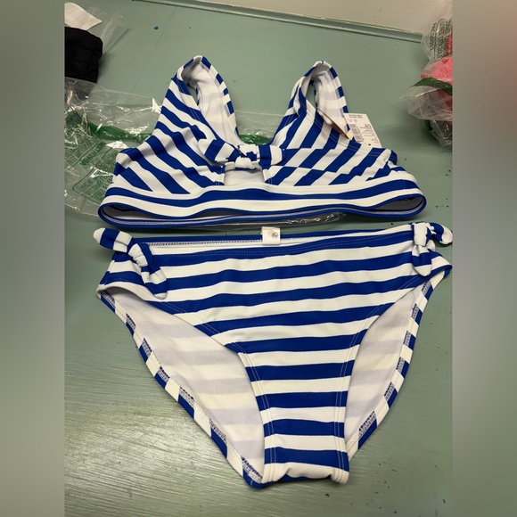 The Children's Place size 10/12 Blue and White Striped Bikini - Picture 1 of 4